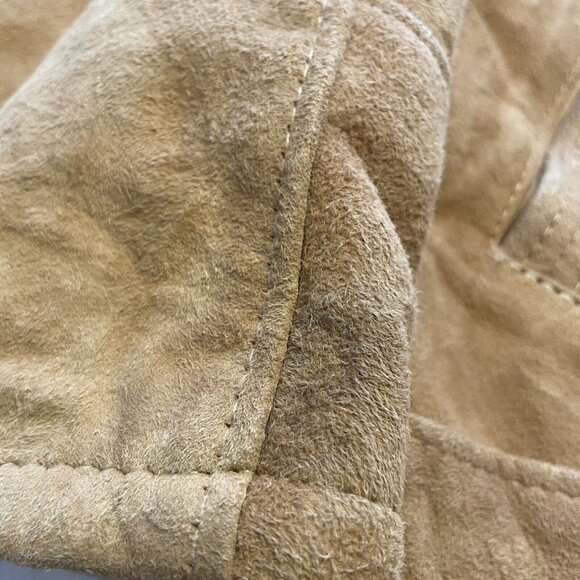 Mens Heavy Sherpa Suede Jacket Handmade Lined Winter Coat Brown Size M U - Picture 7 of 7